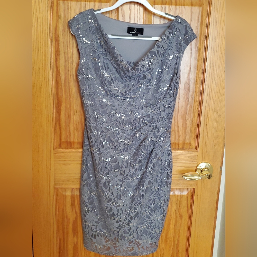 Silver Grey Cocktail Dress In Size 6
